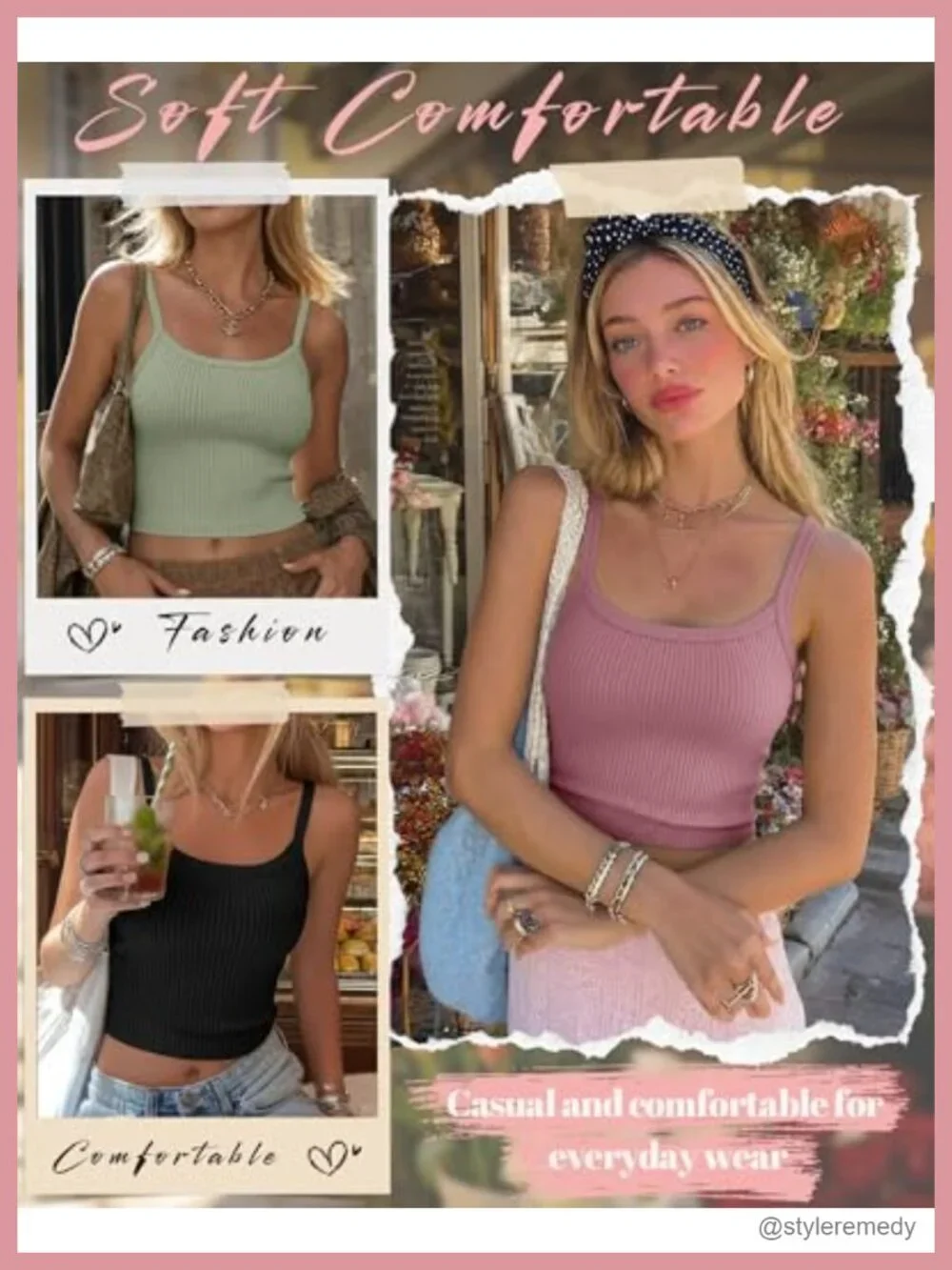 3 Pack Women's Ribbed Cotton Crop Tank Tops Spaghetti Strap Sleeveless Slim Fit